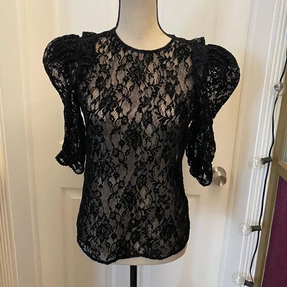 Maje lace velvet flocked top, size 2(M)